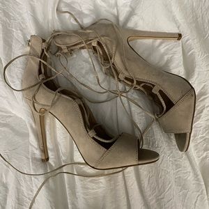 Tie Up Nude Heels